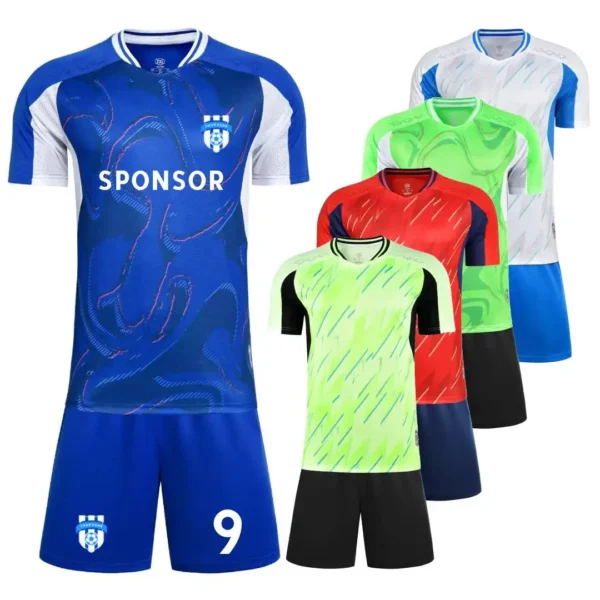 Hot Selling Men Breathable Quick Dry Football Soccer Jersey Boys Uniform Football Shirts Pants For Training Print Logo