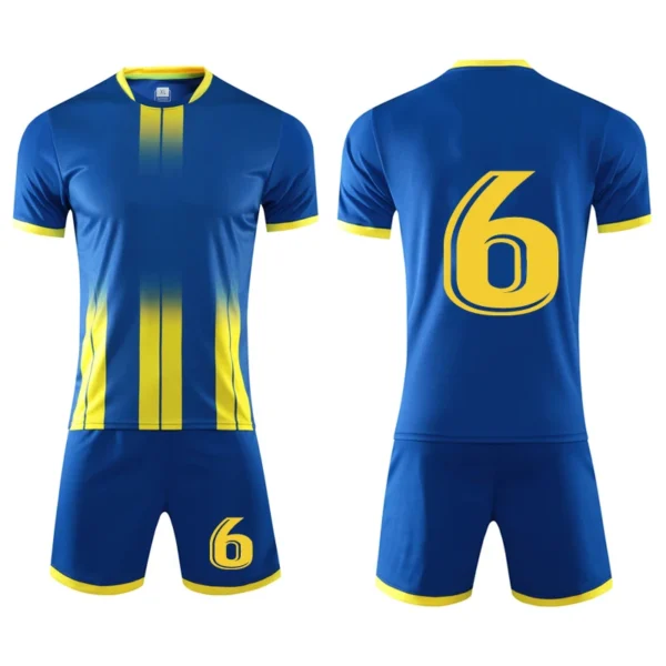 Blue Custom Kid & Men Soccer Jersey Set Uniforms kit , Jersey football Child,Adult Tracksuit football shirt suit uniform 4XS-4XL