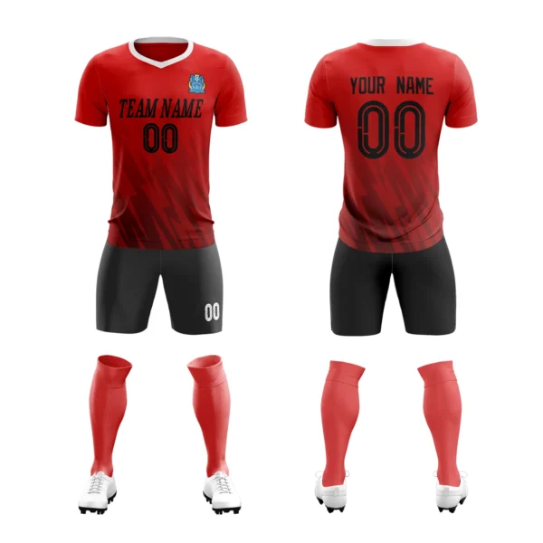 Custom Soccer Jersey Set Fashion Gradient Color Design Printing Team Name Number Fan Game Training Football Shirt Men/Lady/Youth