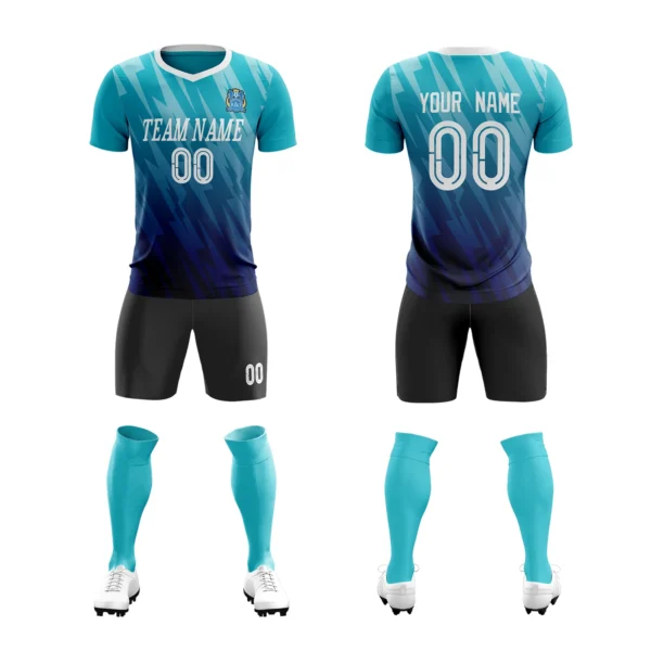 Custom Soccer Jersey Set Fashion Gradient Color Design Printing Team Name Number Fan Game Training Football Shirt Men/Lady/Youth