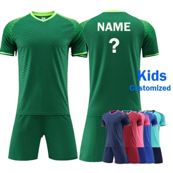 25/26 Custom Kids Football Jersey Boys Girls Short Sleeve Football Basketball Set Kids Breathable Running Sports Wear