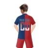 Serbia Youth Soccer Jerseys for Kids Personalized Red Blue Tops and Red Shorts Custom Football Uniform Set with Name Number