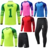 2025 Men Kid Football Goalkeeper Uniform Protective Sponge Long Sleeve Soccer Training Goalkeeper Top Soccer Jersey Pants Custom