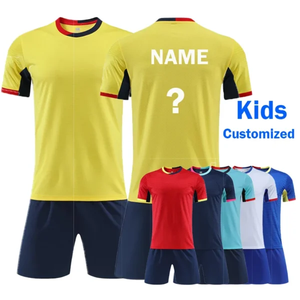 Customized Football Jersey For Kids Children Youth Add Your Name Number Environmentally Clothes Custom Kids Soccer Jerseys
