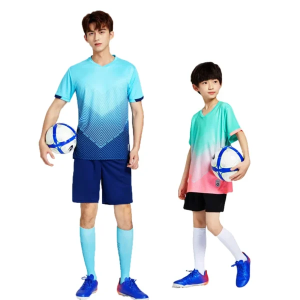 Adult Women Children Jersey Men Boy Girl Soccer Set Short Sleeve Kid Student Football Uniforms Soccer Fitness Tracksuit Suits 11
