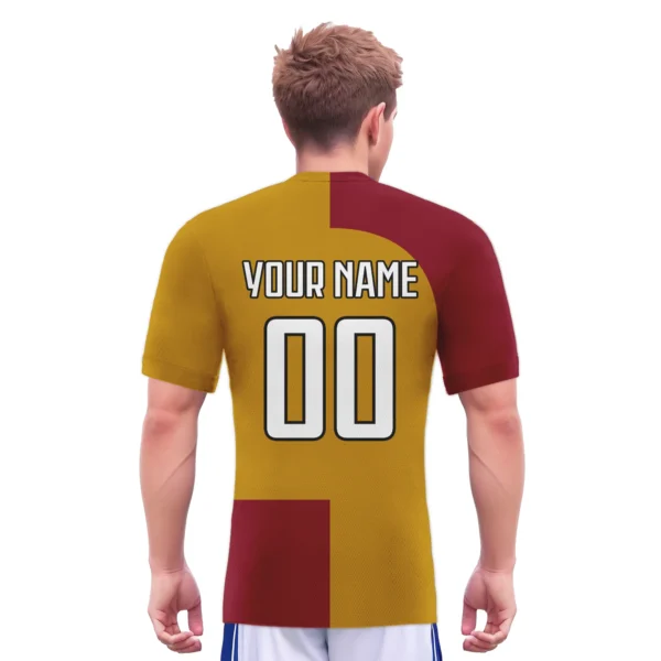 Custom Soccer Uniform for Adults Maroon Gold Personalized Football Jersey and Shorts Set with Team Name Number Tracksuit Unisex
