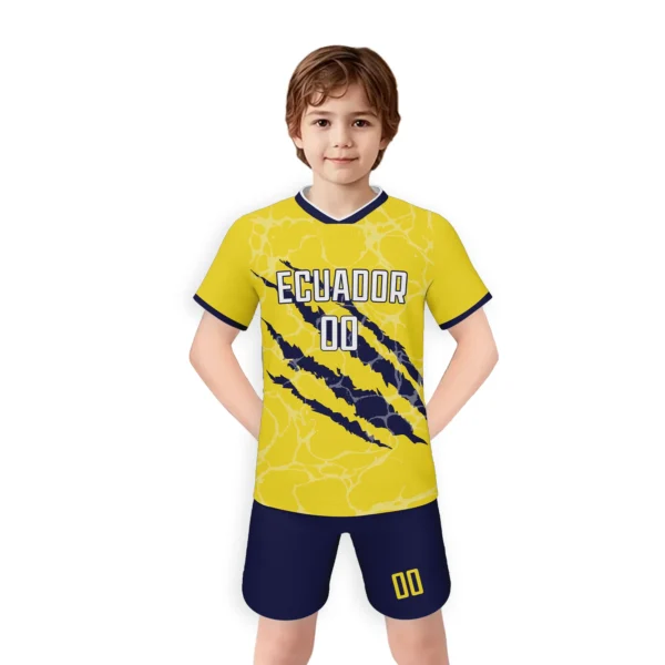 Customizable Ecuador Youth Football Uniform Personalization Soccer Tops and Shorts with Name&Number Soccer Jerseys Set for 3-14Y