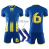 Blue Custom Kid & Men Soccer Jersey Set Uniforms kit , Jersey football Child,Adult Tracksuit football shirt suit uniform 4XS-4XL
