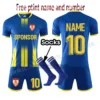 Blue Custom Kid & Men Soccer Jersey Set Uniforms kit , Jersey football Child,Adult Tracksuit football shirt suit uniform 4XS-4XL