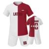 Custom Latvia Youth Soccer Jersey Kids Football Uniform Set printed Name Number 2025 V-Neck Short Sleeve Sportwear ﻿
