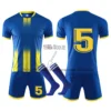 Blue Custom Kid & Men Soccer Jersey Set Uniforms kit , Jersey football Child,Adult Tracksuit football shirt suit uniform 4XS-4XL