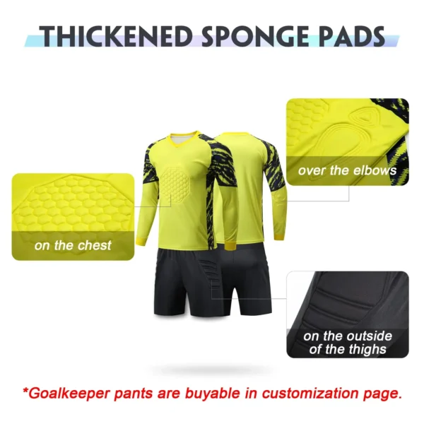 Custom Goalkeeper Jersey Padded Soccer Goalie Shirt Goalkeeper Kit Personalized for Boys Youth Adults with Name Number