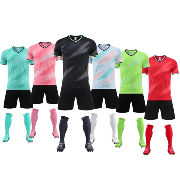 Football Team Jerseys Training Sets Running T-Shirt Shorts Suit DIY Number Logo Adult Sportwear Quick-Drying Breathable