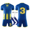 Blue Custom Kid & Men Soccer Jersey Set Uniforms kit , Jersey football Child,Adult Tracksuit football shirt suit uniform 4XS-4XL