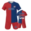 Serbia Youth Soccer Jerseys for Kids Personalized Red Blue Tops and Red Shorts Custom Football Uniform Set with Name Number